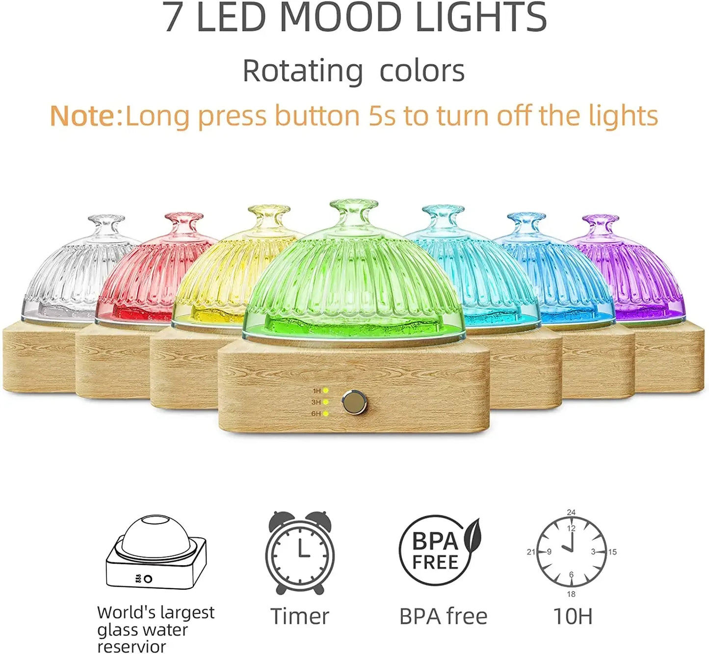 Transform Your Space with the Elegant Glass Essential Oil Diffuser - 200Ml Ultrasonic Aroma Diffuser with Wood Base and Timer for Home and Office