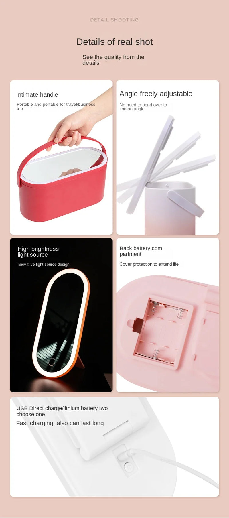 Illuminate Your Beauty: Rechargeable LED Makeup Mirror with Storage Box - Portable, Folding & Rotating for Flawless Makeup Anywhere!