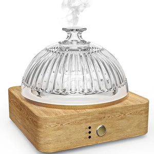 Transform Your Space with the Elegant Glass Essential Oil Diffuser - 200Ml Ultrasonic Aroma Diffuser with Wood Base and Timer for Home and Office
