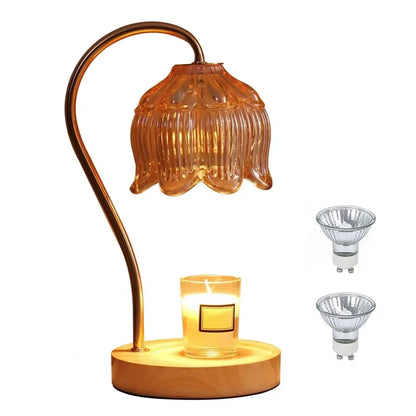 Elegant Candle Warmer Lamp - Dimmable Aromatherapy Nightstand Lamp with High-Quality Glass Shade