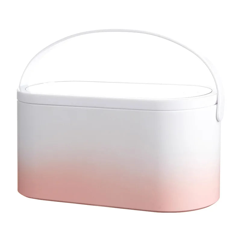 Illuminate Your Beauty: Rechargeable LED Makeup Mirror with Storage Box - Portable, Folding & Rotating for Flawless Makeup Anywhere!