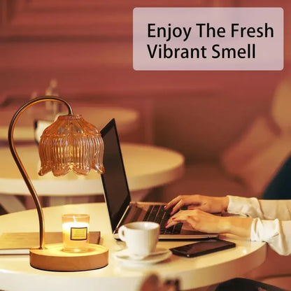 Elegant Candle Warmer Lamp - Dimmable Aromatherapy Nightstand Lamp with High-Quality Glass Shade