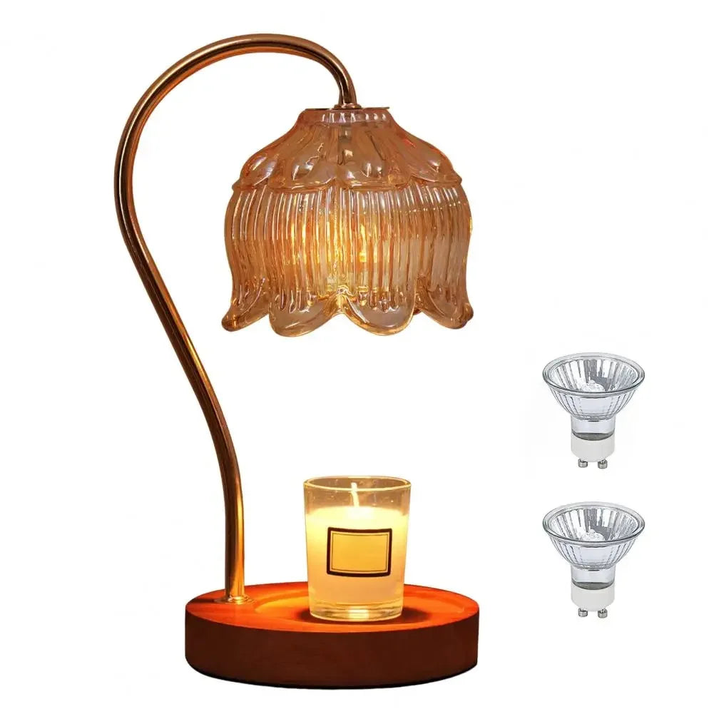 Elegant Candle Warmer Lamp - Dimmable Aromatherapy Nightstand Lamp with High-Quality Glass Shade