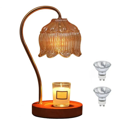 Elegant Candle Warmer Lamp - Dimmable Aromatherapy Nightstand Lamp with High-Quality Glass Shade